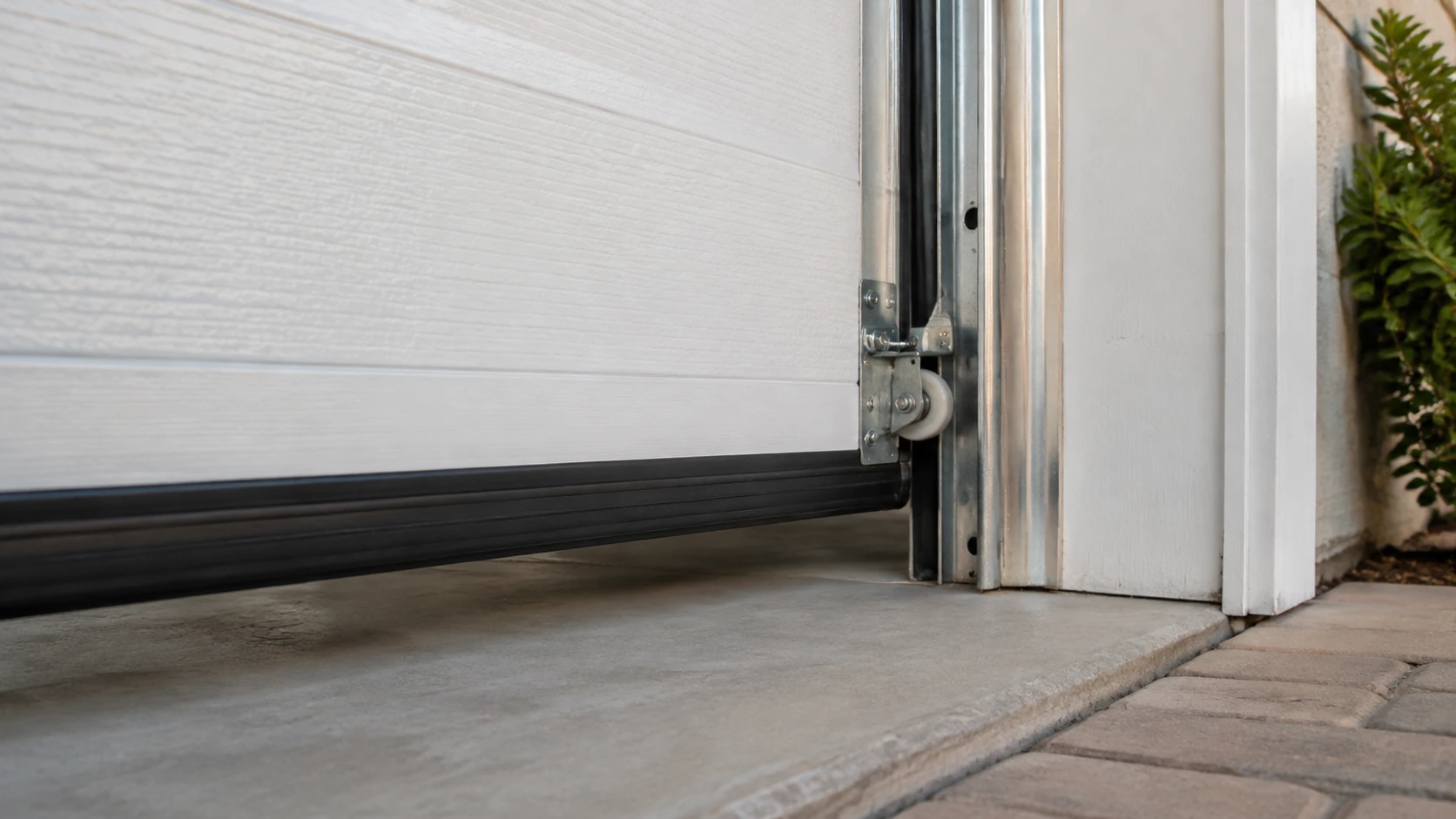 Millbrae garage door repair hardware showing tracks, rollers, hinges, and sectional door parts